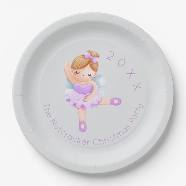 Nutcracker Sugar Plum Fairy Christmas Paper Plates (Front)