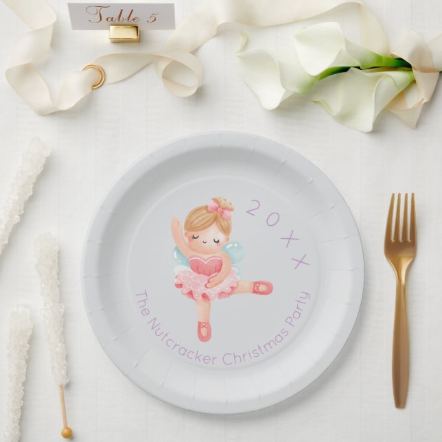 Nutcracker Sugar Plum Fairy Christmas Paper Plates (Wedding)