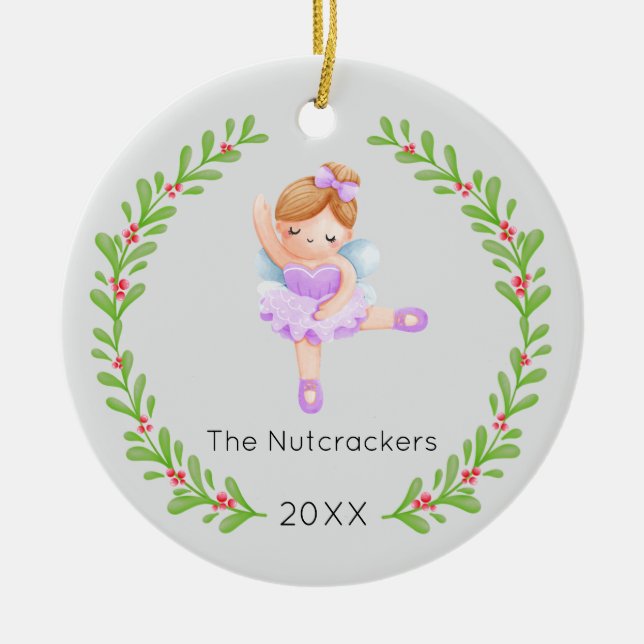 Nutcracker Sugar Plum Fairy Christmas Photo Ceramic Ornament (Front)