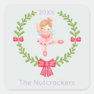 Nutcracker Sugar Plum Fairy Christmas Square Sticker
