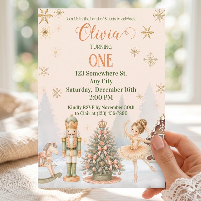 Nutcracker Sugar Plum Fairy Land of sweet Birthday Invitation (Sugar Plum Fairy Nutcracker Ballerina 1st Birthday Invitation)