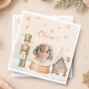 Nutcracker Sugar Plum Fairy Photo 1st Birthday Napkins