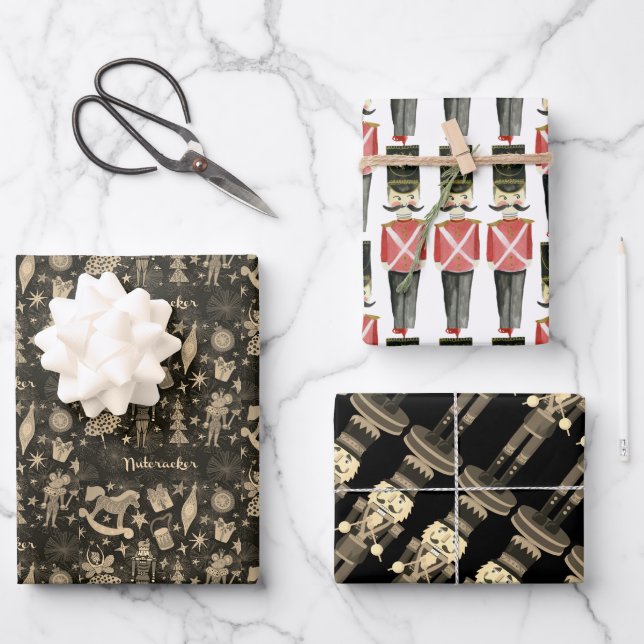 Nutcracker Suite Toy Soldiers Rocking Horses | Wrapping Paper Sheets (Front)