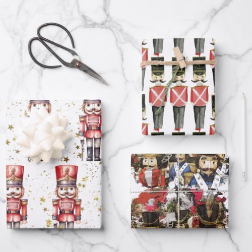 Nutcracker Suite Toy Soldiers Stars  Wrapping Paper Sheets