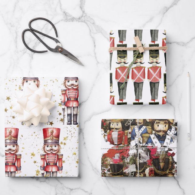 Nutcracker Suite Toy Soldiers Stars | Wrapping Paper Sheets (Front)
