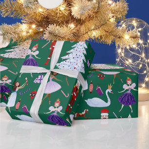 Nutcracker Swan King, Ballerina Dancers Soldiers Wrapping Paper