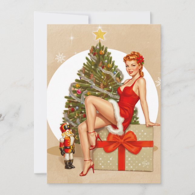 Nutcracker Sweet Retro Pinup Christmas Card (Front)