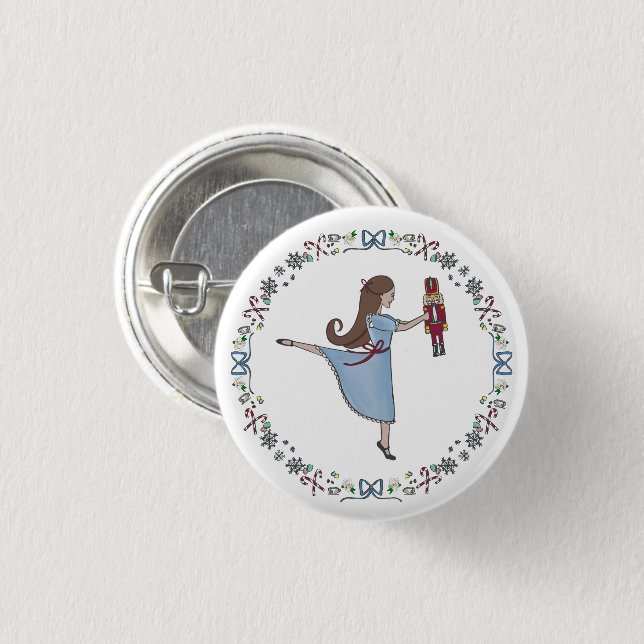 Nutcracker Sweets Clara Christmas Button (Front & Back)