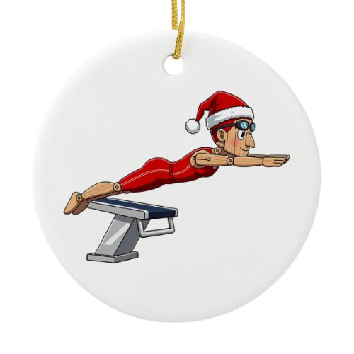 Nutcracker Swimmer Swimming Holiday Athletic Xmas Ceramic Ornament