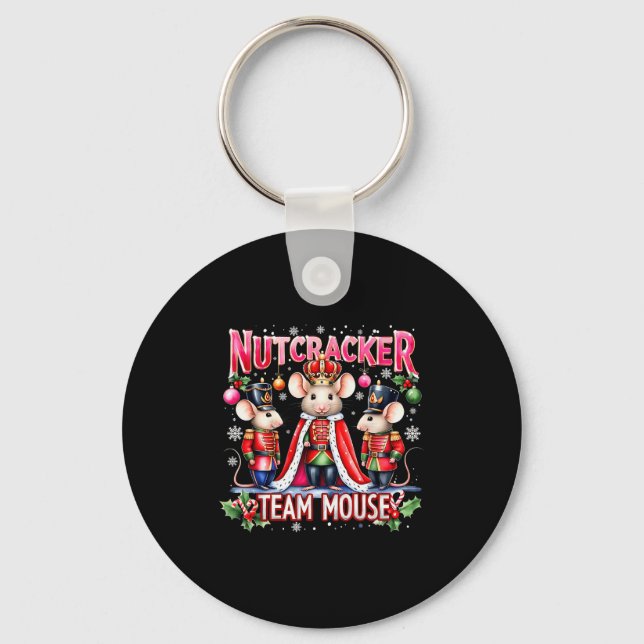 Nutcracker Team Mouse Cute Christmas Design  Keychain (Front)