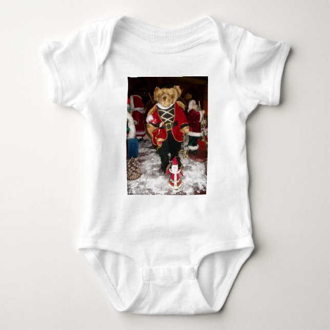 Nutcracker Teddy Bear Christmas Baby Bodysuit (Front)