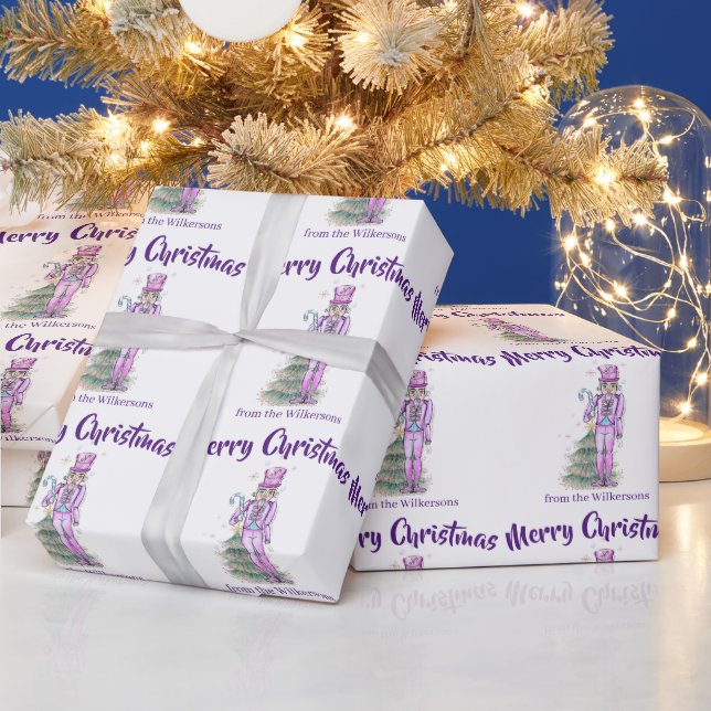 Nutcracker Theme Custom Name Purple Christmas Wrapping Paper (Holidays)