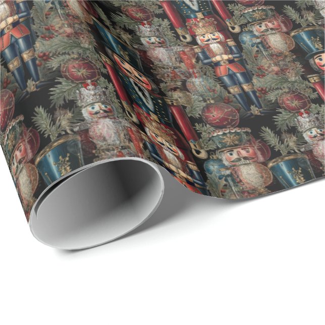 Nutcracker Tiny Pattern Christmas Soldiers Wrapping Paper (Roll Corner)