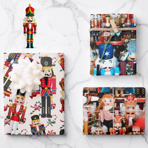 Nutcracker Toss Christmas Candy 3 Wrapping Paper Sheets