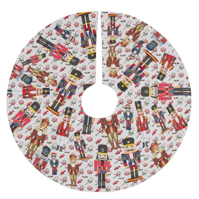 Nutcracker Toss Christmas Candy Brushed Polyester Tree Skirt (Front)