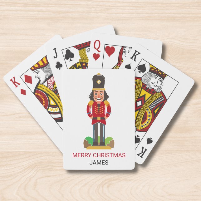 Nutcracker Toy Soldier Christmas Personalized Name Poker Cards (Creator Uploaded)