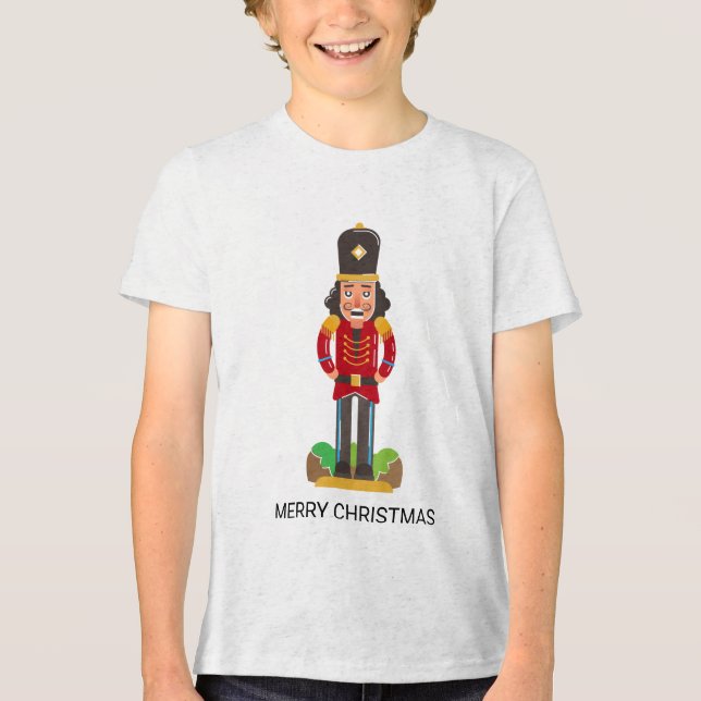 Nutcracker Toy Soldier Christmas Personalized Name Tri-Blend Shirt (Front)