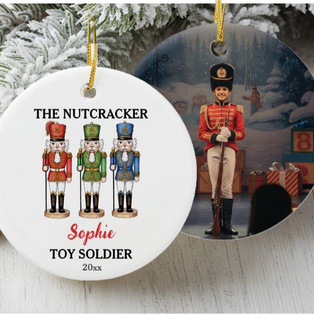 Nutcracker Toy Soldier Custom Name & Photo Ceramic Ornament (Creator Uploaded)