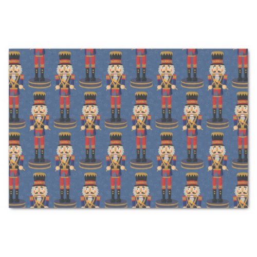 Nutcracker Toy Soldier Drummer Blue Pattern Tissue Paper