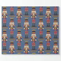 Blue and White Nutcracker Trellis Watercolor Wrapping Paper Sheets