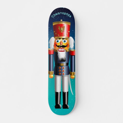 Nutcracker Toy Soldier In Blue Uniform Skateboard Deck