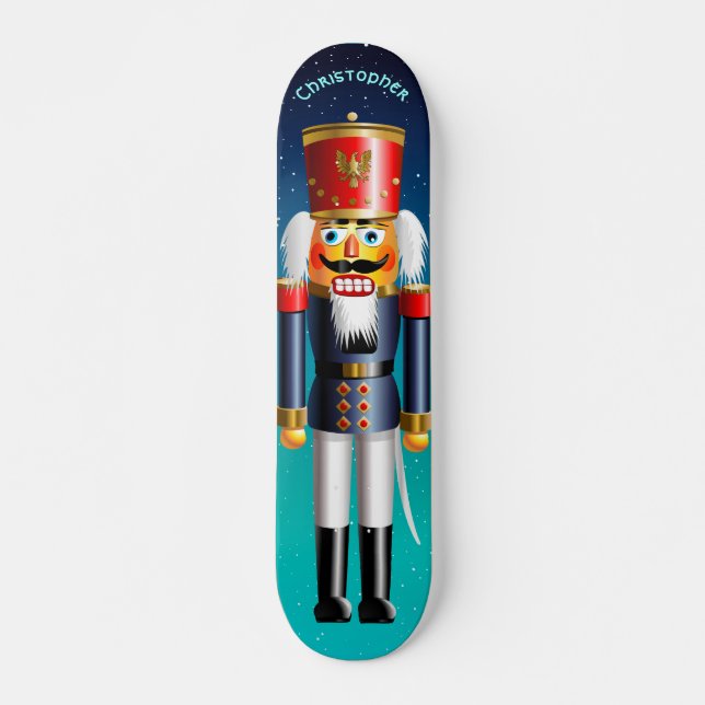 Nutcracker Toy Soldier In Blue Uniform Skateboard Deck (Front)