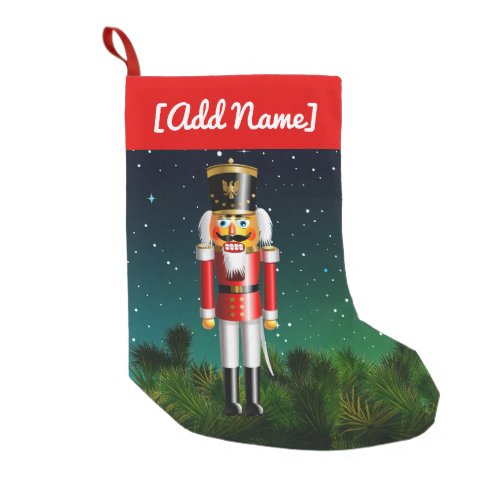 Nutcracker Toy Soldier In Red Uniform Small Christmas Stocking