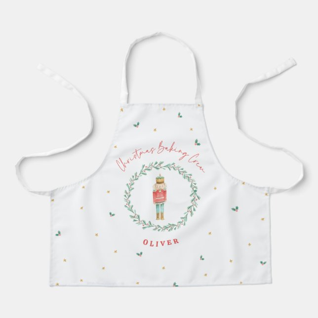 Nutcracker traditional botanical cute Christmas Apron (Front)