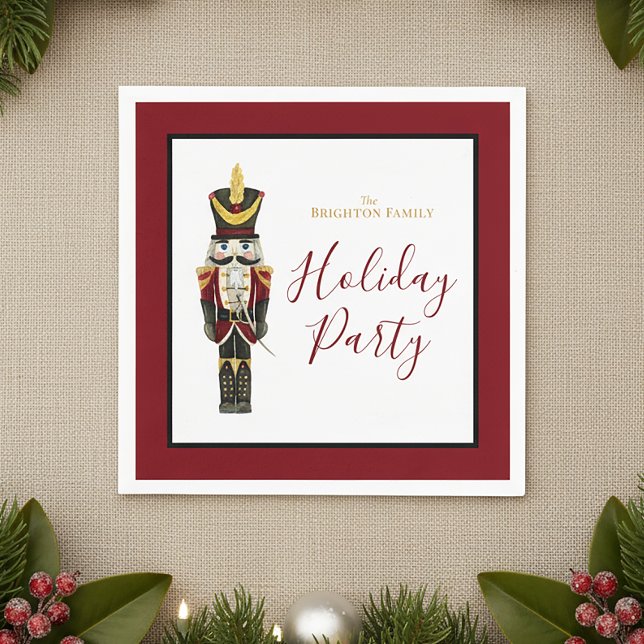 Nutcracker Traditional Holiday Christmas Red  Napkins (Creator Uploaded)