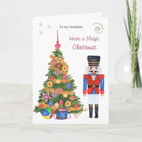 Nutcracker Tree Grandson Christmas Card