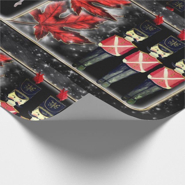 Nutcracker Trio Ballerina Red Leaves Wrapping Paper (Corner)