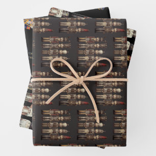 Nutcracker Trio Christmas Black Wrapping Paper Sheets