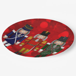 Nutcracker Trio-Red Bokeh-PAPER PARTY PLATES