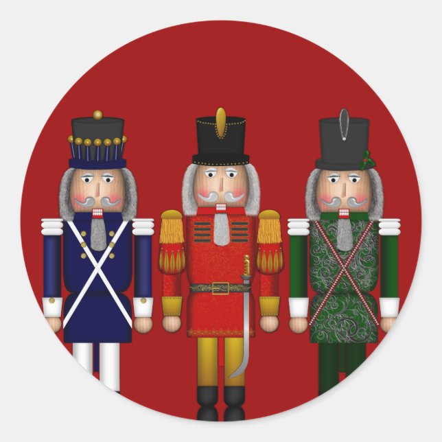 Nutcracker Trio, Red-ROUND STICKERS (Front)