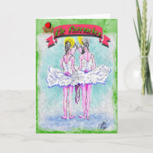 Nutcracker-Two Young Ballerinas Talking-341 Holiday Card
