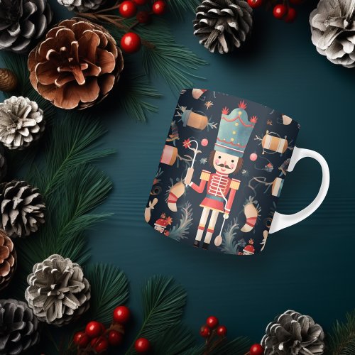 Nutcracker Vintage Red Blue Colorful Christmas Coffee Mug