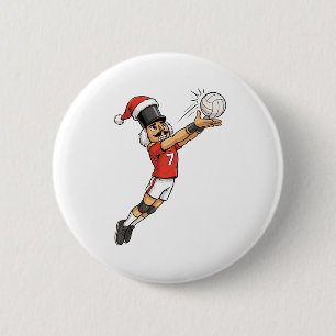 Nutcracker Volleyball Player Holiday Sports Xmas Button