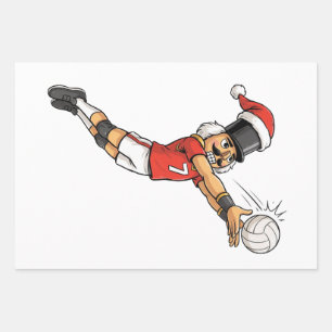 Nutcracker Volleyball Player Holiday Sports Xmas Wrapping Paper Sheets