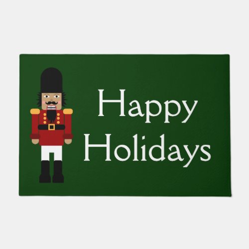 Nutcracker w Holiday Greeting _ Door Mat