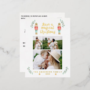 Nutcracker watercolor 3 photo  foil holiday postcard