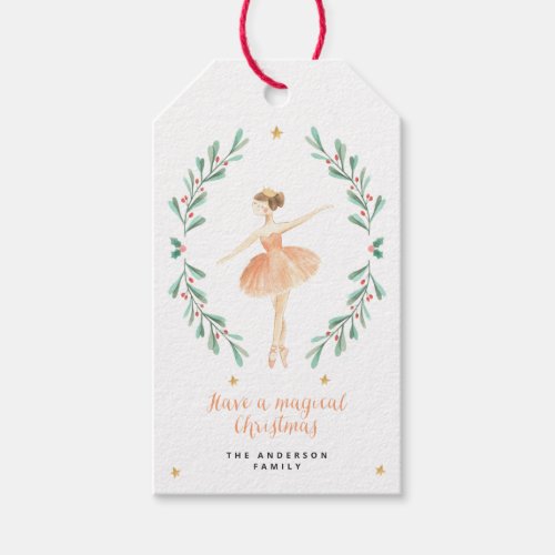 Nutcracker watercolor botanical cute Christmas Gif Gift Tags