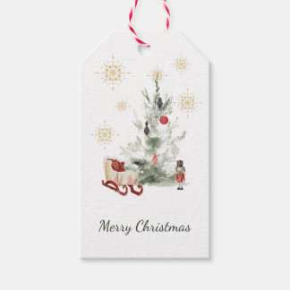 Nutcracker watercolor botanical cute Christmas Gift Tags