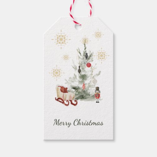 Nutcracker watercolor botanical cute Christmas Gift Tags