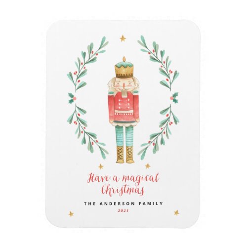 Nutcracker watercolor botanical cute Christmas Pos Magnet