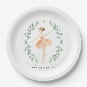 Nutcracker watercolor botanical cute Christmas Pos Paper Plates