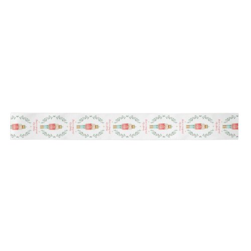 Nutcracker watercolor botanical cute Christmas Satin Ribbon