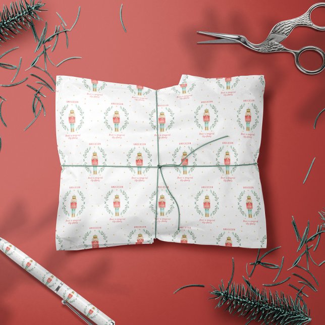 Nutcracker watercolor botanical cute Christmas son Wrapping Paper (Creator Uploaded)