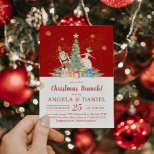 Nutcracker Watercolor Christmas Brunch Invitation