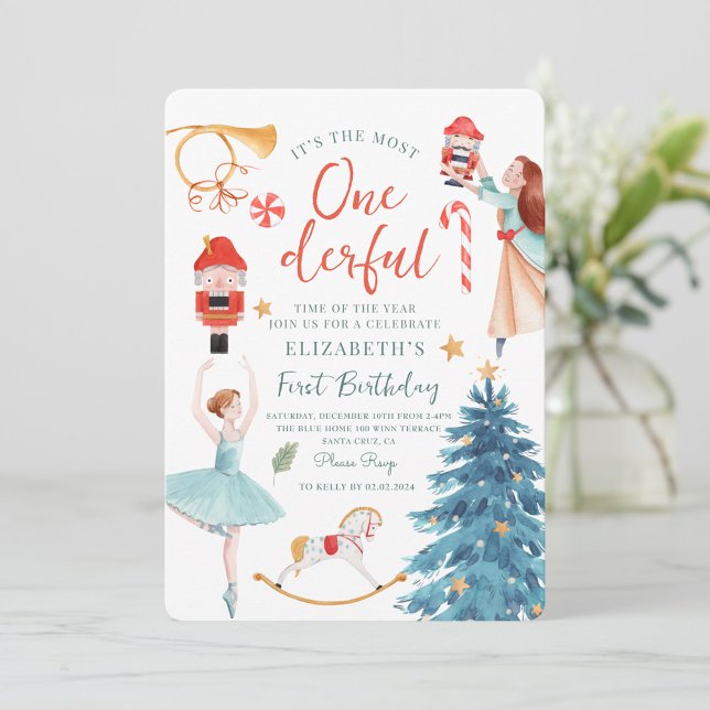 Nutcracker Watercolor  Onederful Baby Birthday  Invitation (Creator Uploaded)