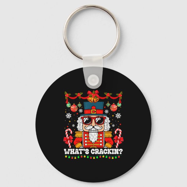 Nutcracker What's Crackin Funny Christmas Men Wome Keychain (Front)